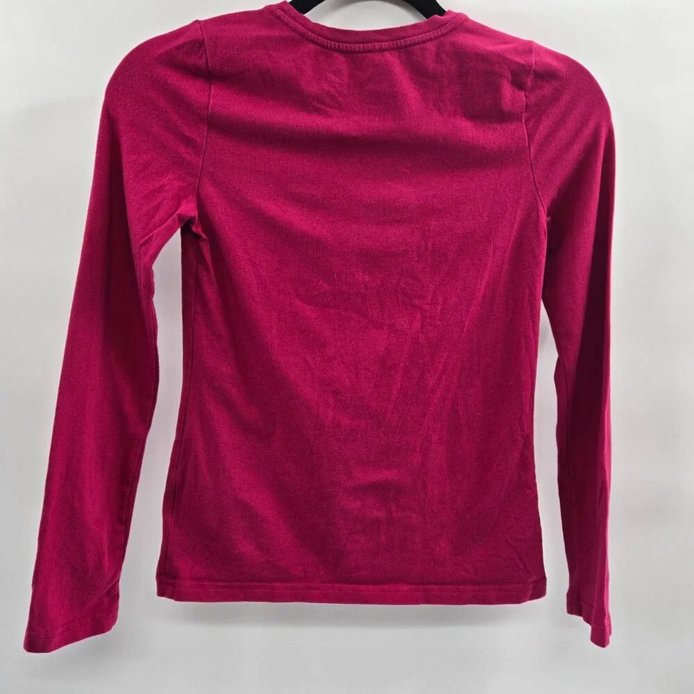 Faded Glory Bright Pink Girl's Beaded Kitten Long Sleeved Shirt Large 10